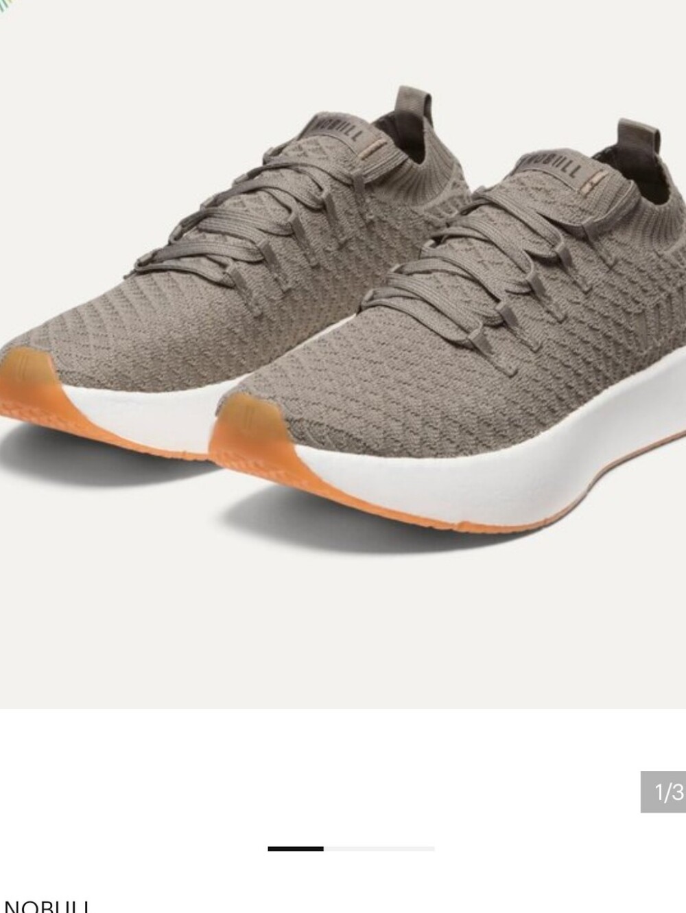 NOBULL Drive Knit Runner in Taupe with White Midsole and Gum Toe